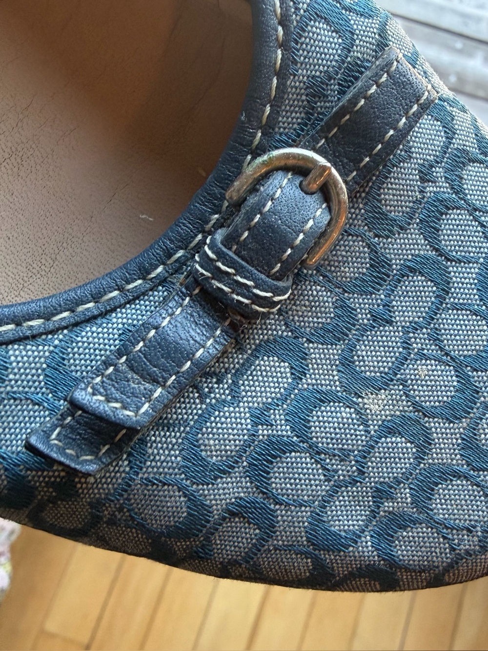 COACH Denim Blue Crystal Signature C Canvas Buckle Ballet Flats Slip-On Shoes 8 - Picture 5 of 13
